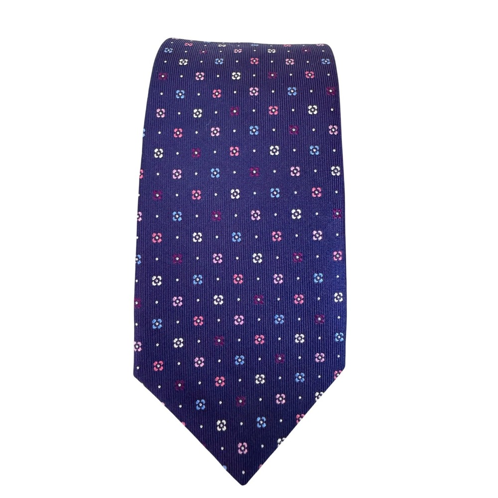 Eton Blue Multi Color Floral Silk‎ Tie